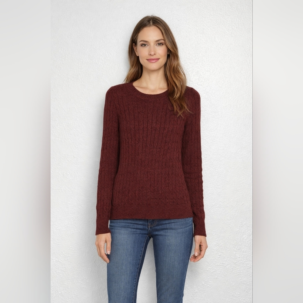 J. Crew Size PXXS Brown Deep Burgundy Crew Neck Wool Blend Sweater